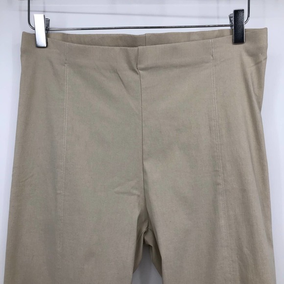 Franne Gold Beige Straight Pants Womens 14 Elastic High Rise Pull-On Tan Stretch - Picture 2 of 6